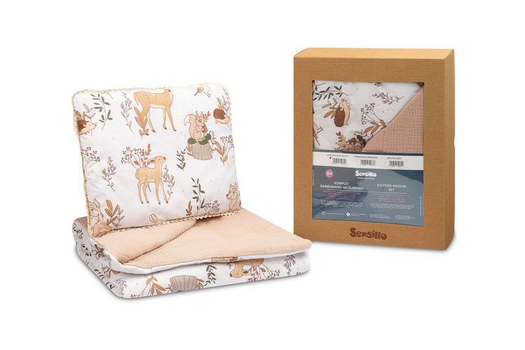 Kpl. Bawełna-Muślin Opak. Wilk I Przyjaciele Beżowy