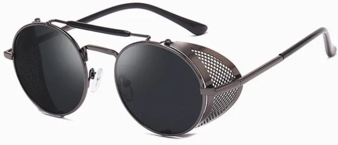 OKULARY PRZECIWSŁONECZNE UNISEX OKRĄGŁE METALOWE RETRO UV400 GRAFIT