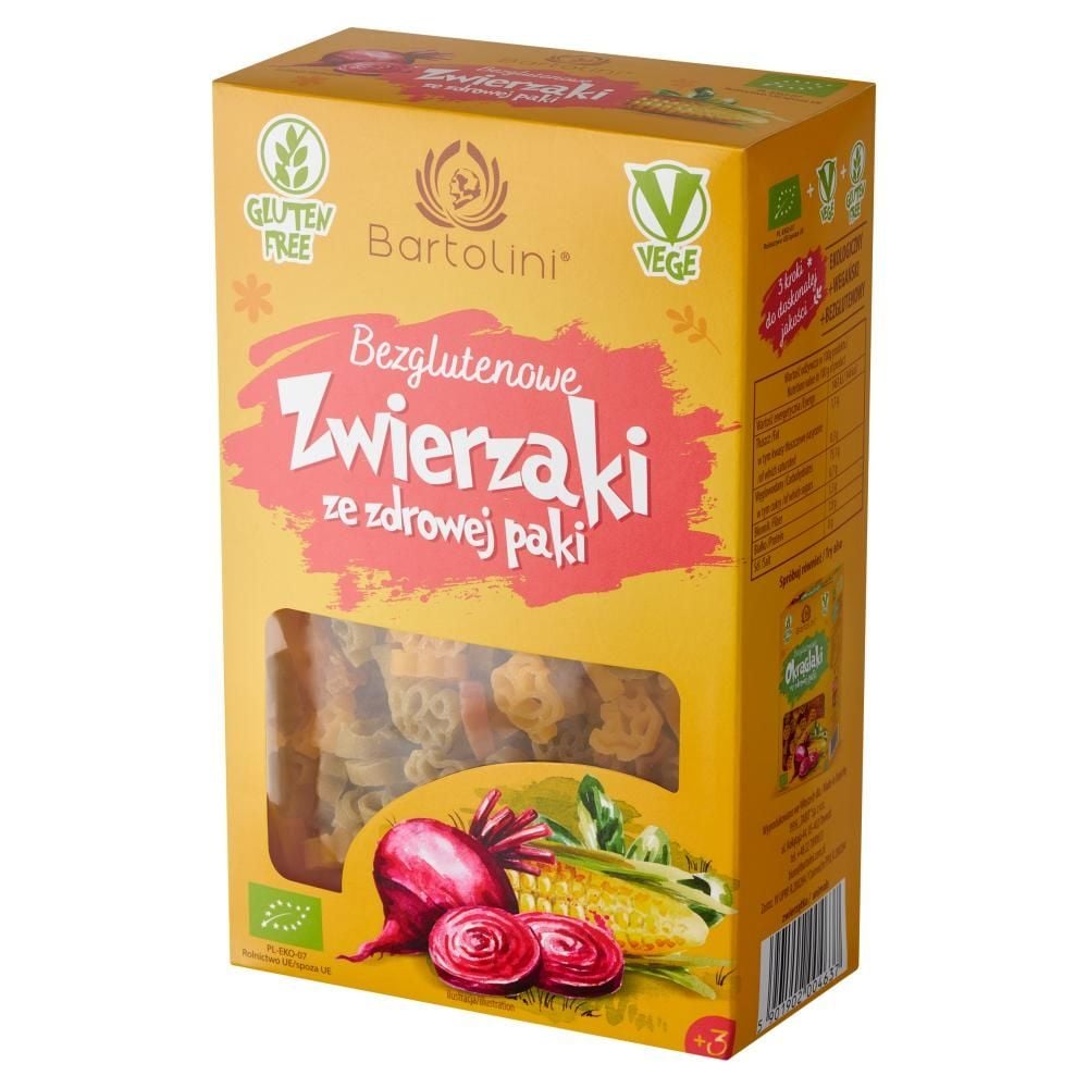 Bartolini Makaron (kukurydziany) zwierzątka kolorowe bezglutenowy 250 g Bio