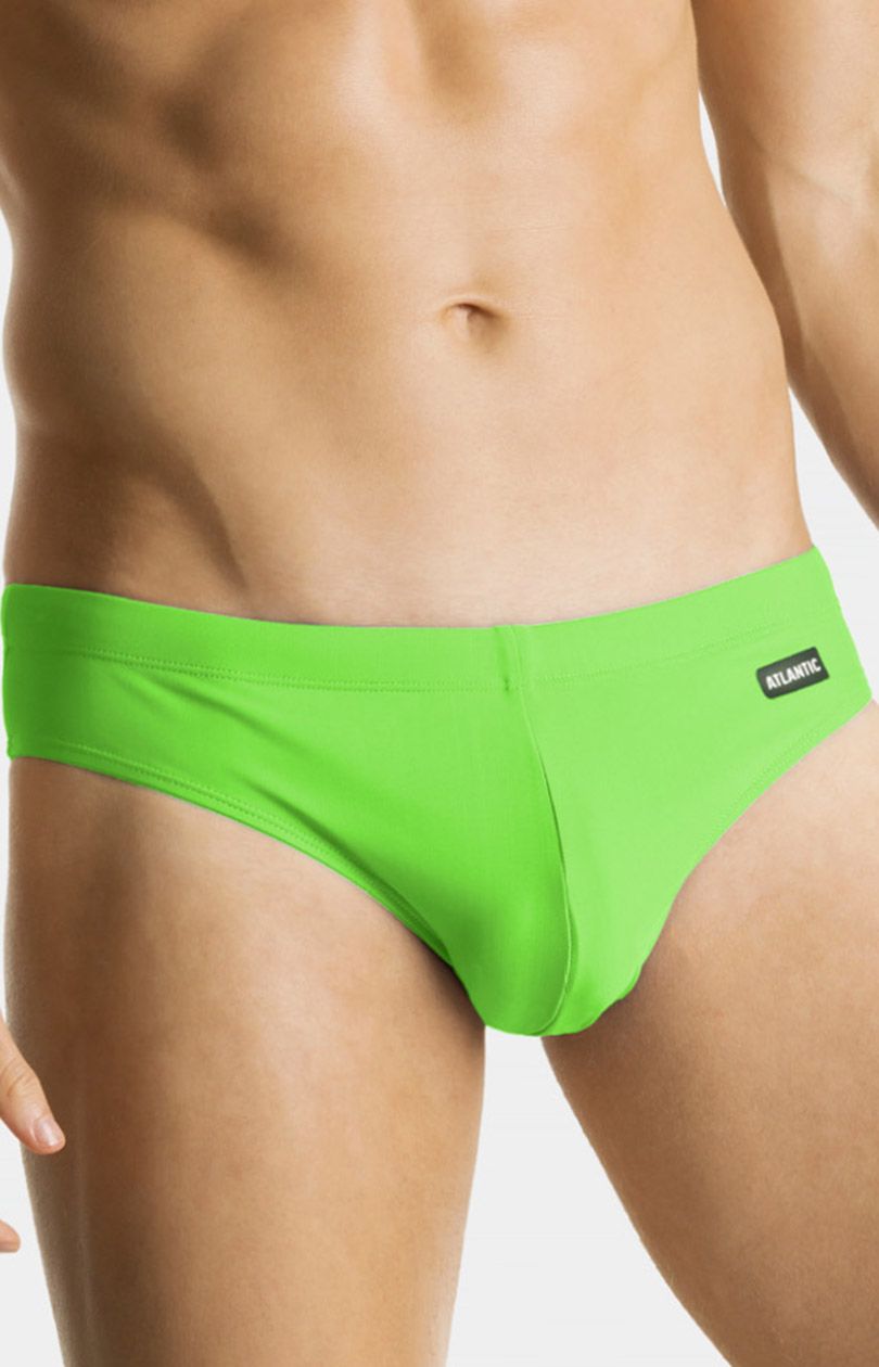Kąpielówki slipy męskie KMT-334-ZIELONY NEONOWY, Kolor zielony neon, Rozmiar M, ATLANTIC - Primodo.com