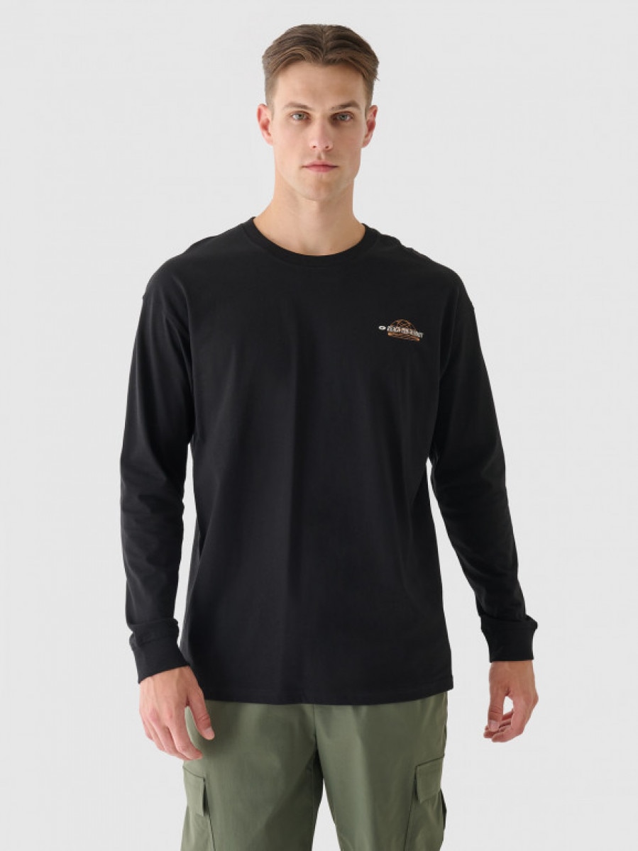 Męski longsleeve z nadrukiem 4F 4FRAW24TLONM502 - czarny