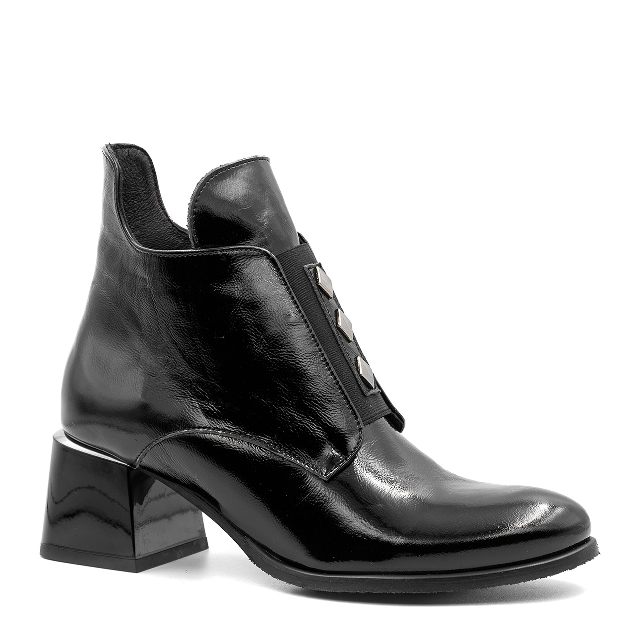 Czarne lakierowane botki LM60504 - Neścior