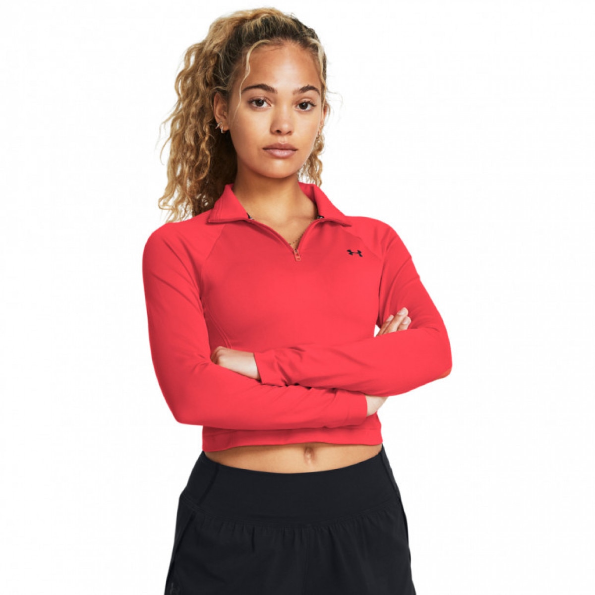 Damski longsleeve treningowy Under Armour Vanish Seamless 1/4 Zip Crop - czerwony - UNDER ARMOUR