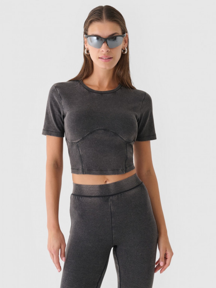 Damski crop-top 4F 4FRAW24TTSHF2581 - czarny