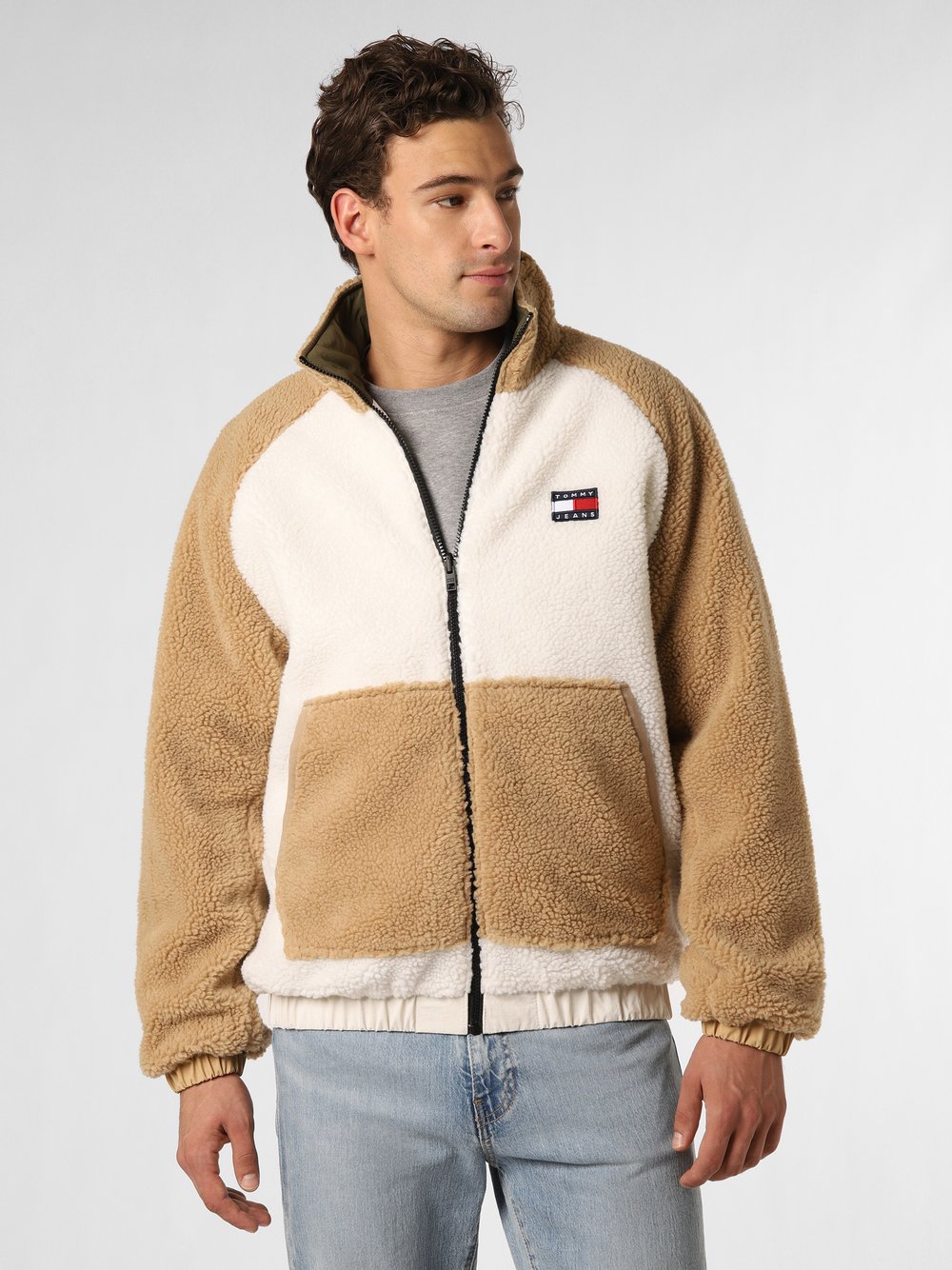 Tommy Jeans Męska kurtka dwustronna Mężczyźni brązowy|biały jednolity, S