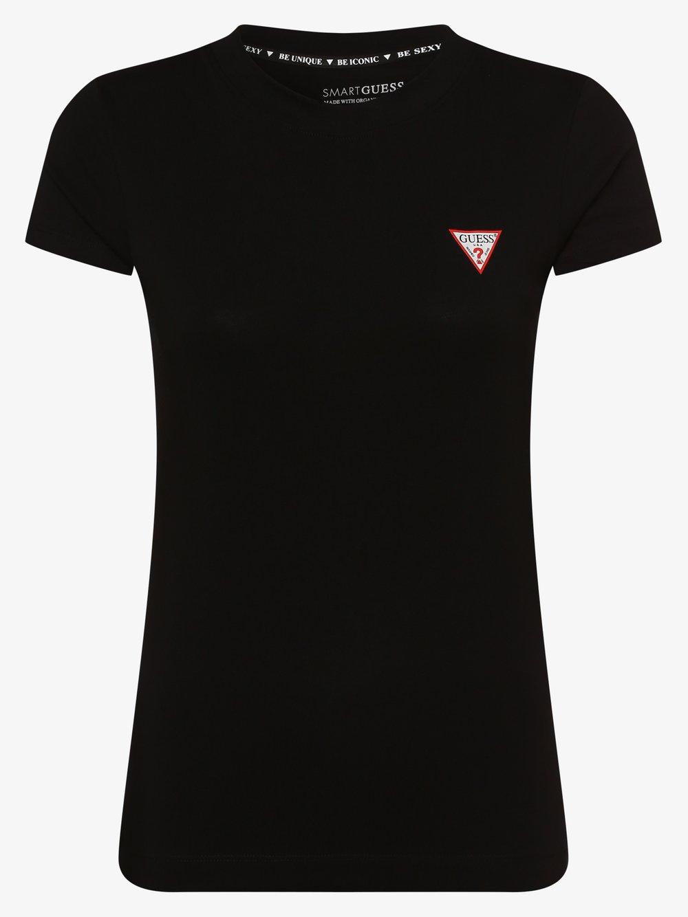 GUESS T-shirt damski Kobiety Bawełna czarny nadruk, S