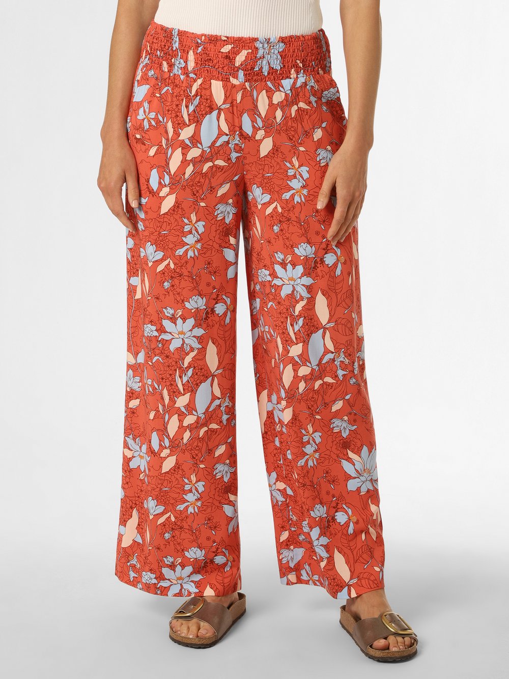 Esprit Casual Spodnie Kobiety wiskoza niebieski|czerwony|wielokolorowy wzorzysty, 34-30