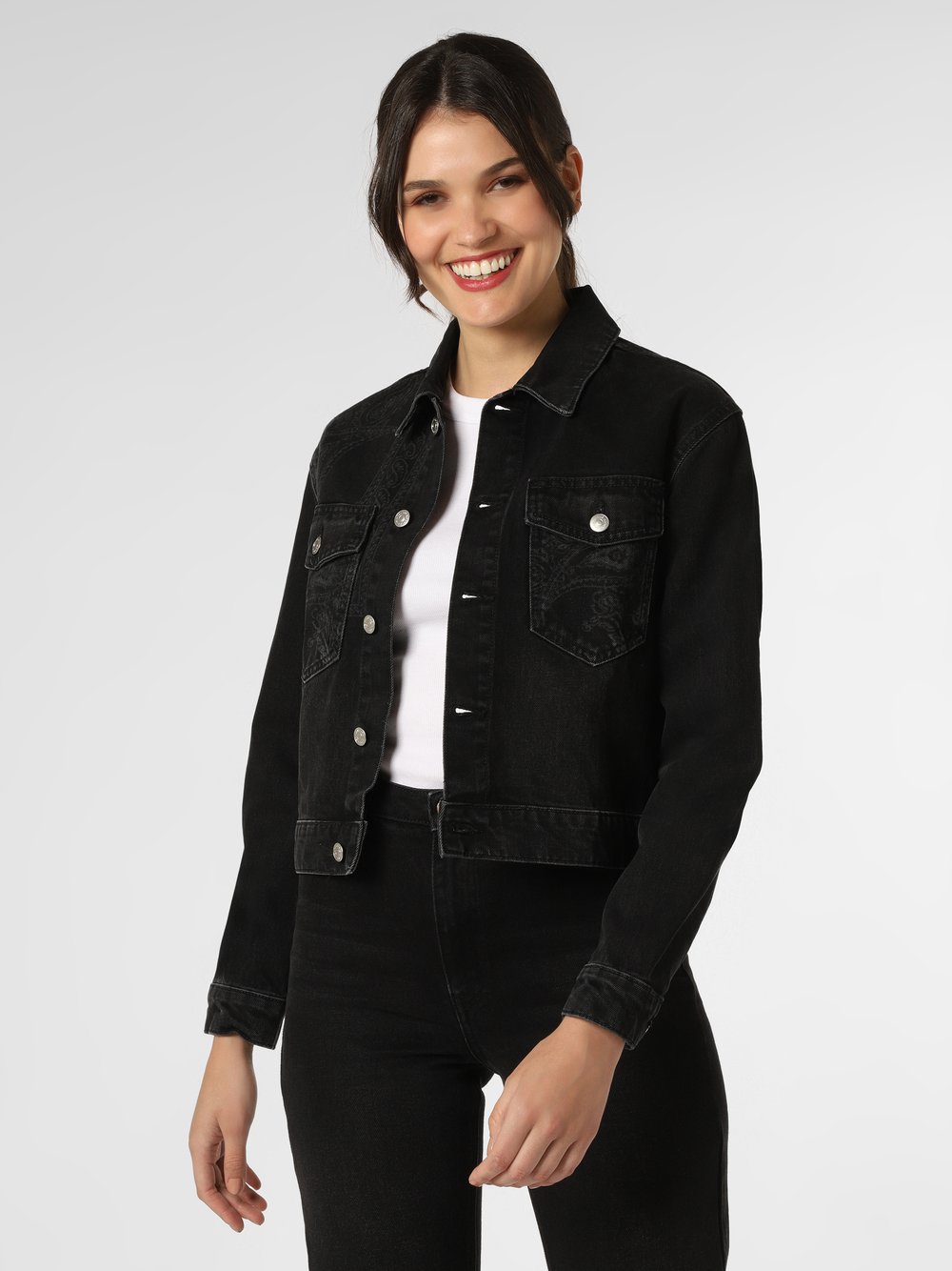 The Kooples Damska kurtka jeansowa Kobiety Jeansy czarny jednolity, 2