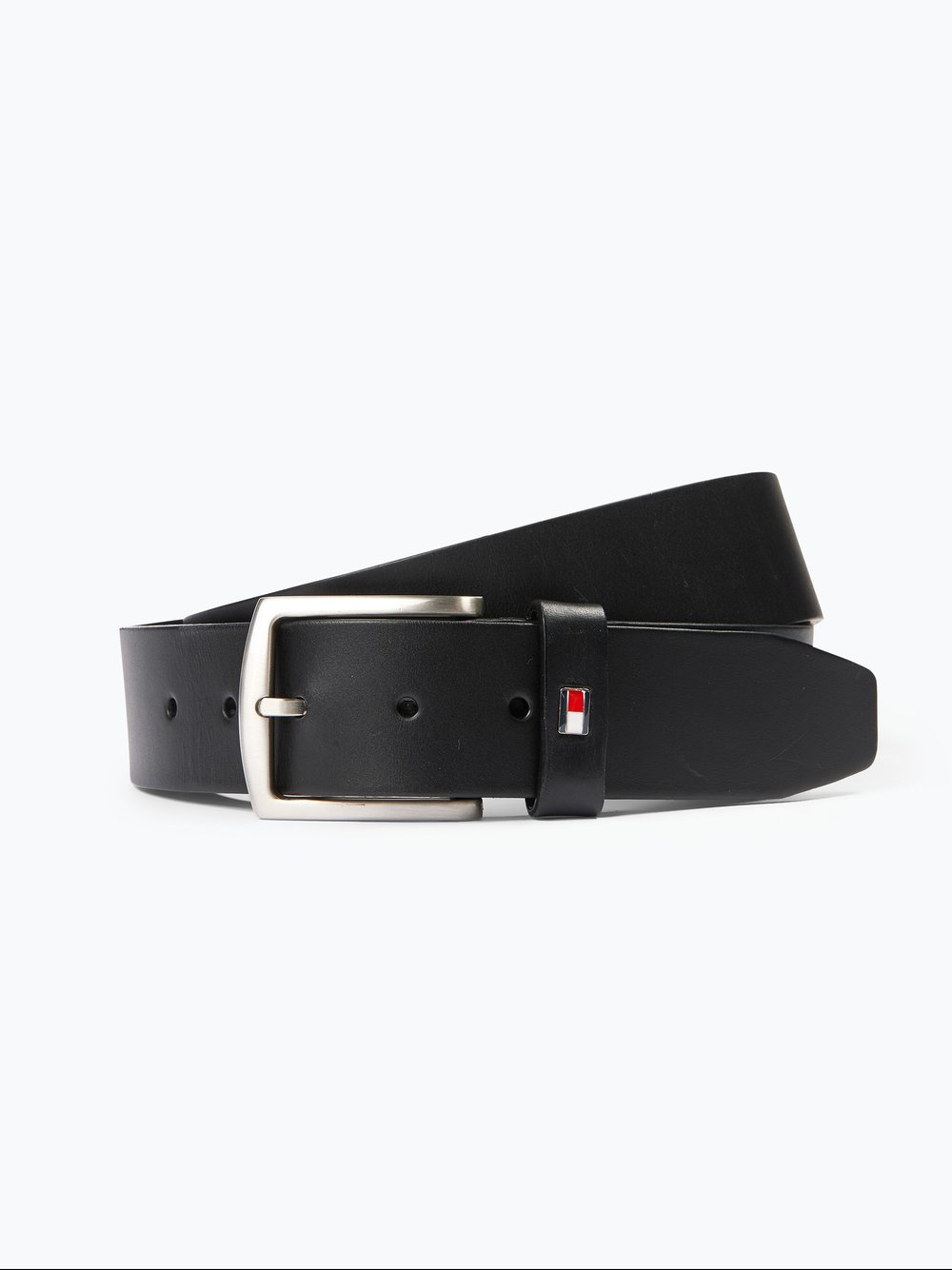 Tommy Hilfiger Męski pasek skórzany Mężczyźni skóra czarny jednolity, 85