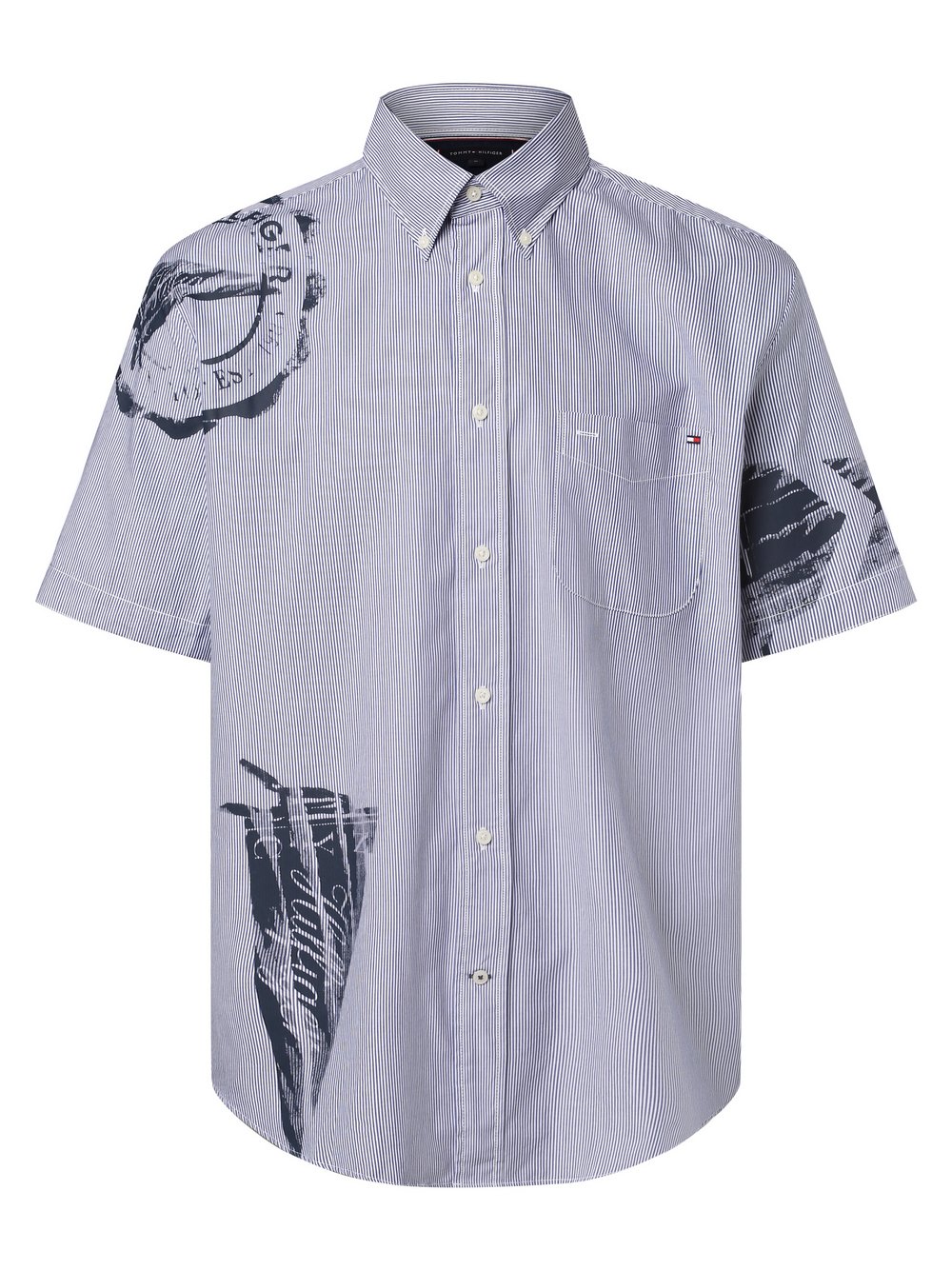 Tommy Hilfiger Koszula męska Mężczyźni Regular Fit Bawełna niebieski w paski button down, L