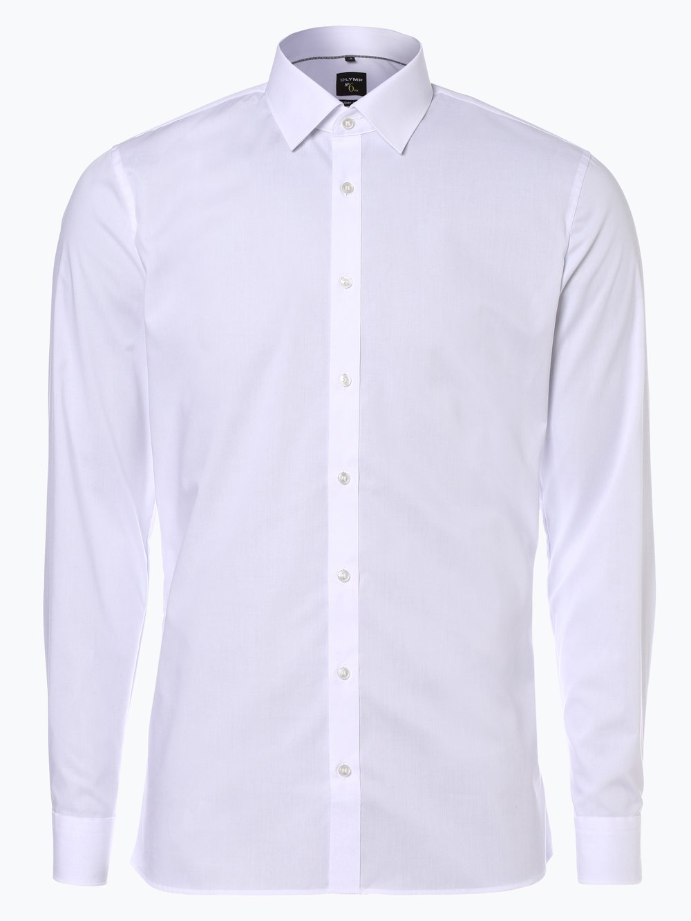 OLYMP No. Six Koszula męska łatwa w prasowaniu Mężczyźni Super Slim Fit Bawełna biały jednolity kołnierzyk kent, 36