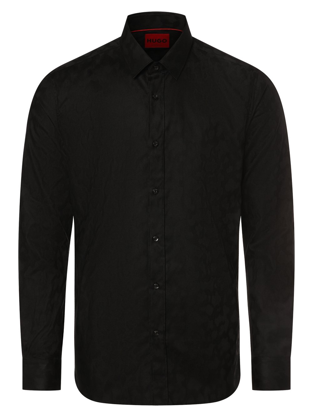HUGO Koszula męska - Elisha02 Mężczyźni Super Slim Fit Bawełna czarny wzorzysty, 38