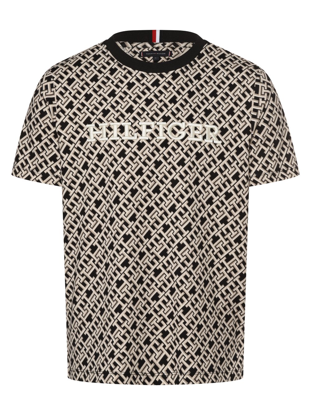 Tommy Hilfiger T-shirt męski Mężczyźni Bawełna czarny|biały|beżowy wzorzysty, M