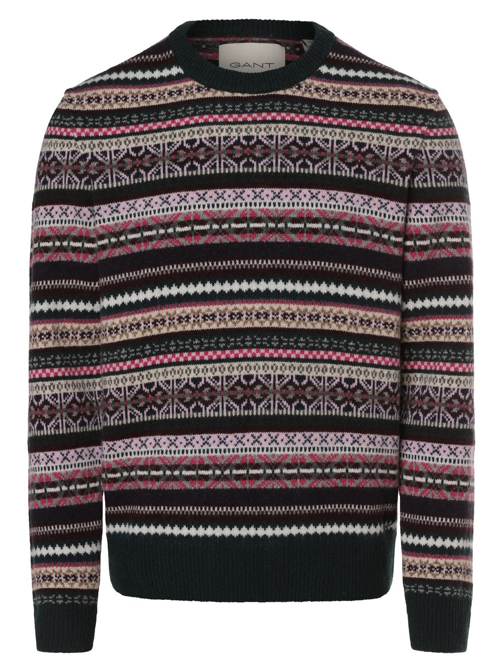 Gant Sweter męski Mężczyźni Wełna jagnięca zielony|czerwony|wielokolorowy wzorzysty, XL