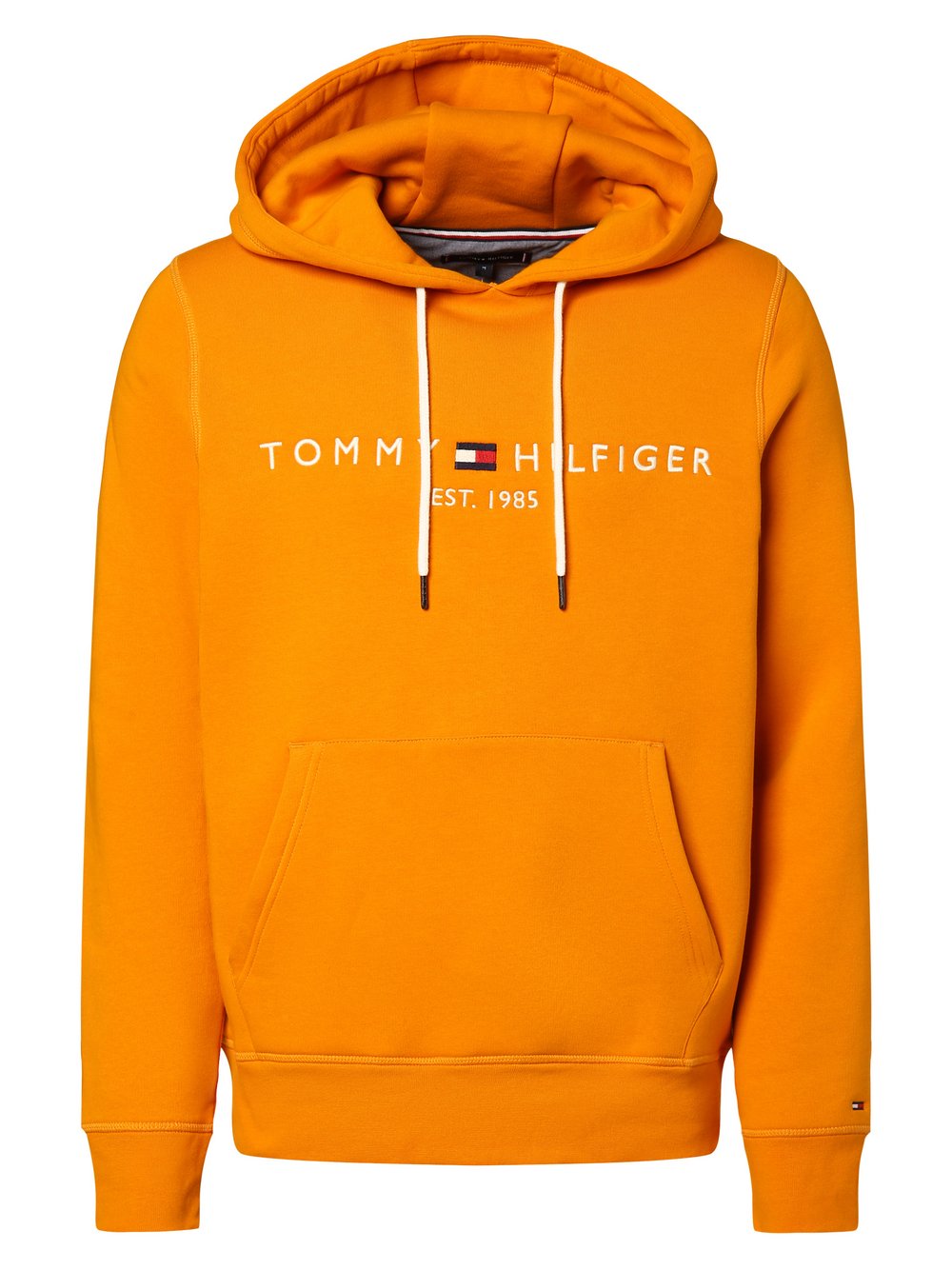 Tommy Hilfiger Męski sweter z kapturem Mężczyźni pomarańczowy jednolity, S