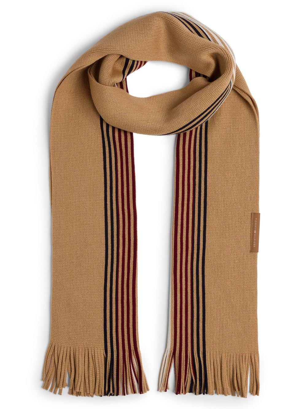 Tommy Hilfiger Szalik z zawartością wełny Mężczyźni Sztuczne włókno beżowy w paski, ONE SIZE