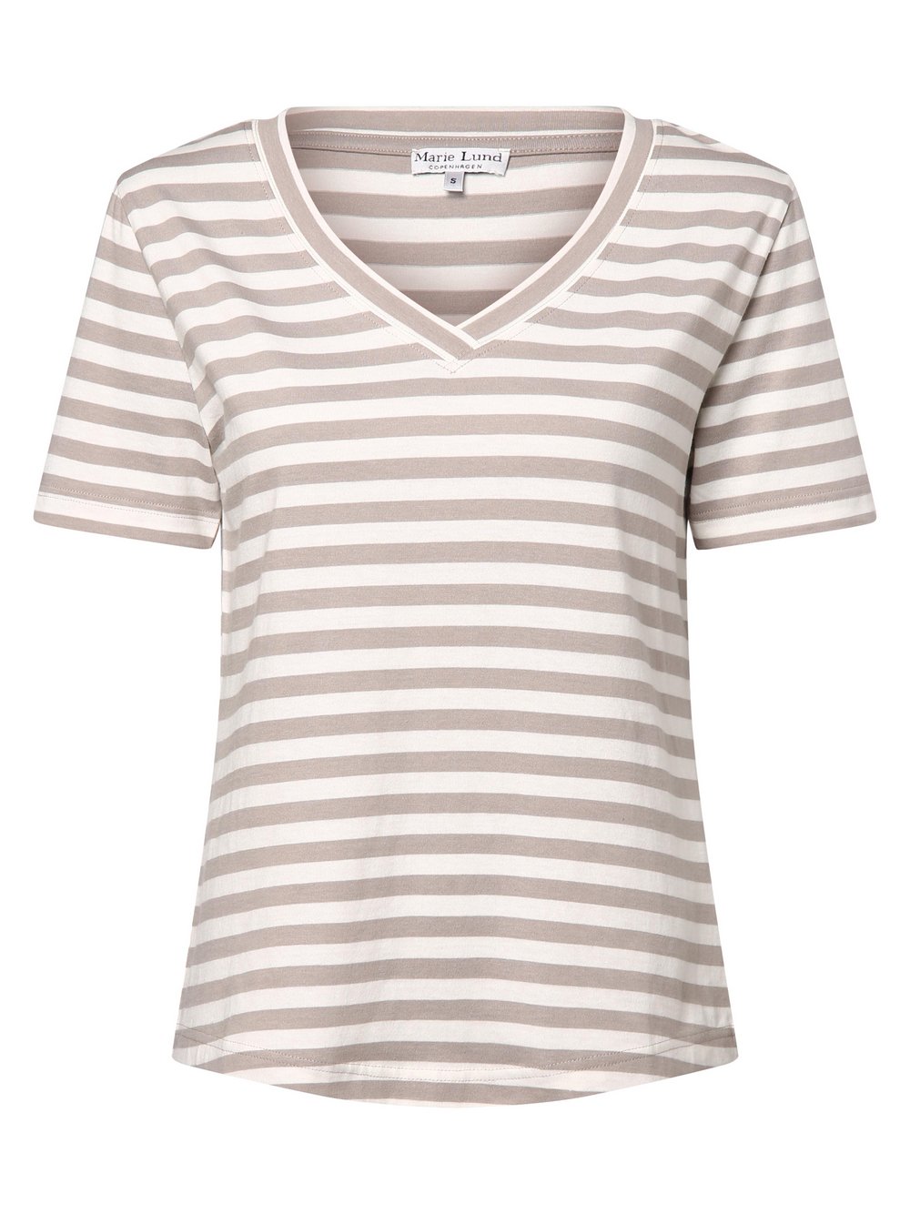 Marie Lund T-shirt damski Kobiety Bawełna szary|biały w paski, XS