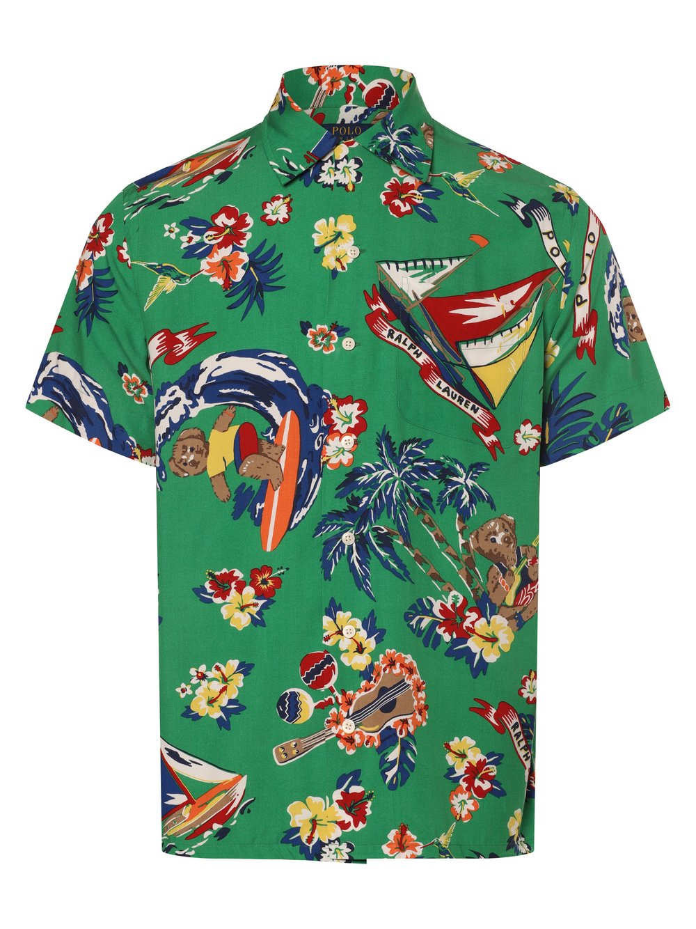 Polo Ralph Lauren Koszula męska Mężczyźni Regular Fit wiskoza zielony|wielokolorowy wzorzysty, S