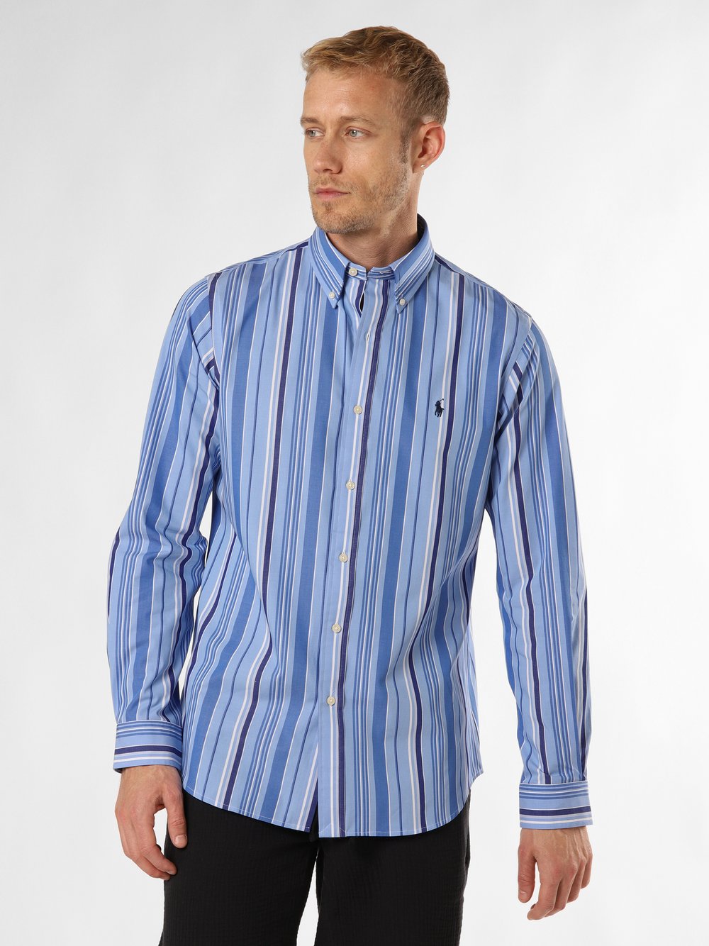 Polo Ralph Lauren Koszula męska Mężczyźni Regular Fit Bawełna niebieski|biały w paski, M