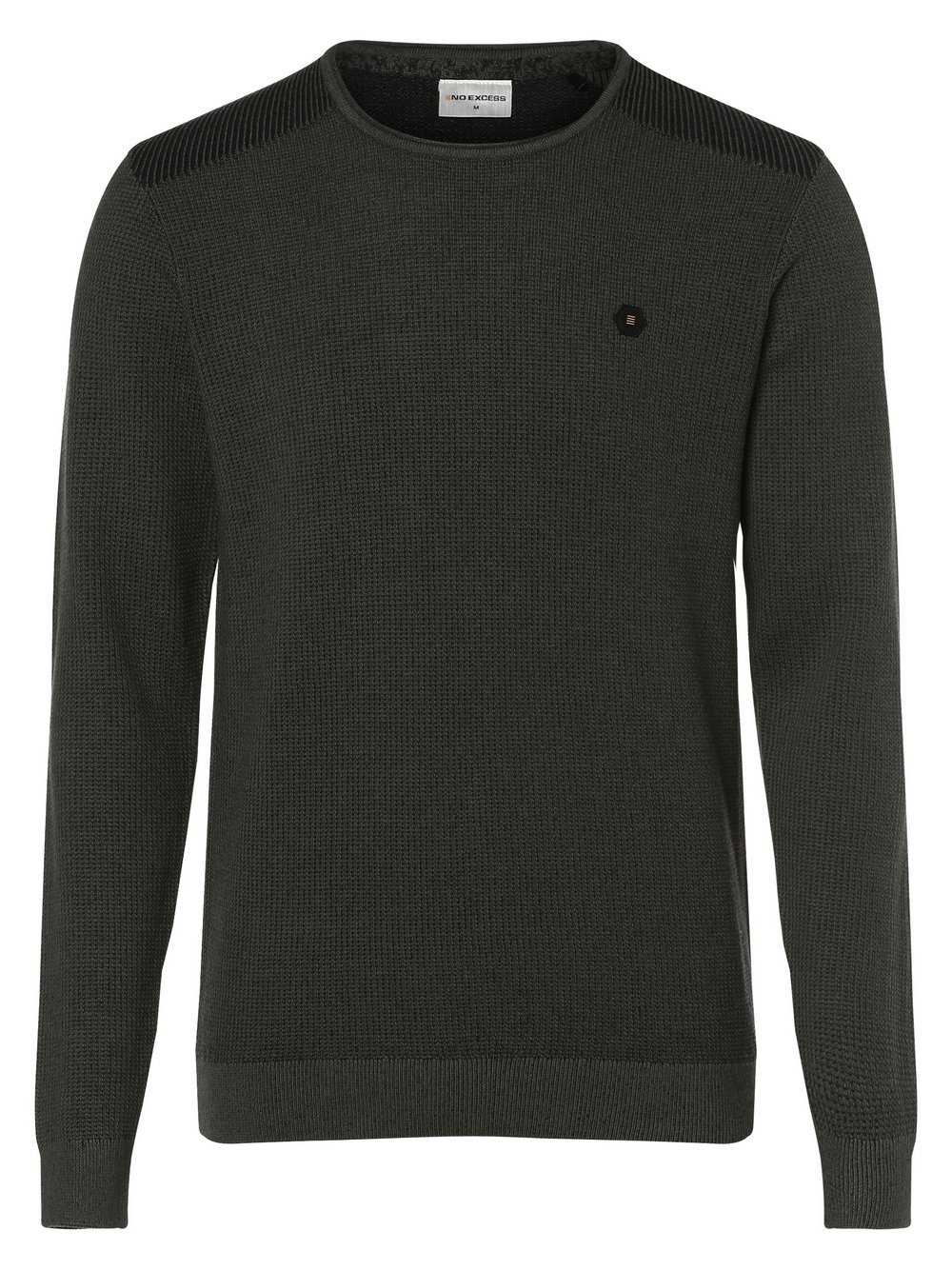 No Excess Sweter męski Mężczyźni drobna dzianina zielony marmurkowy, S