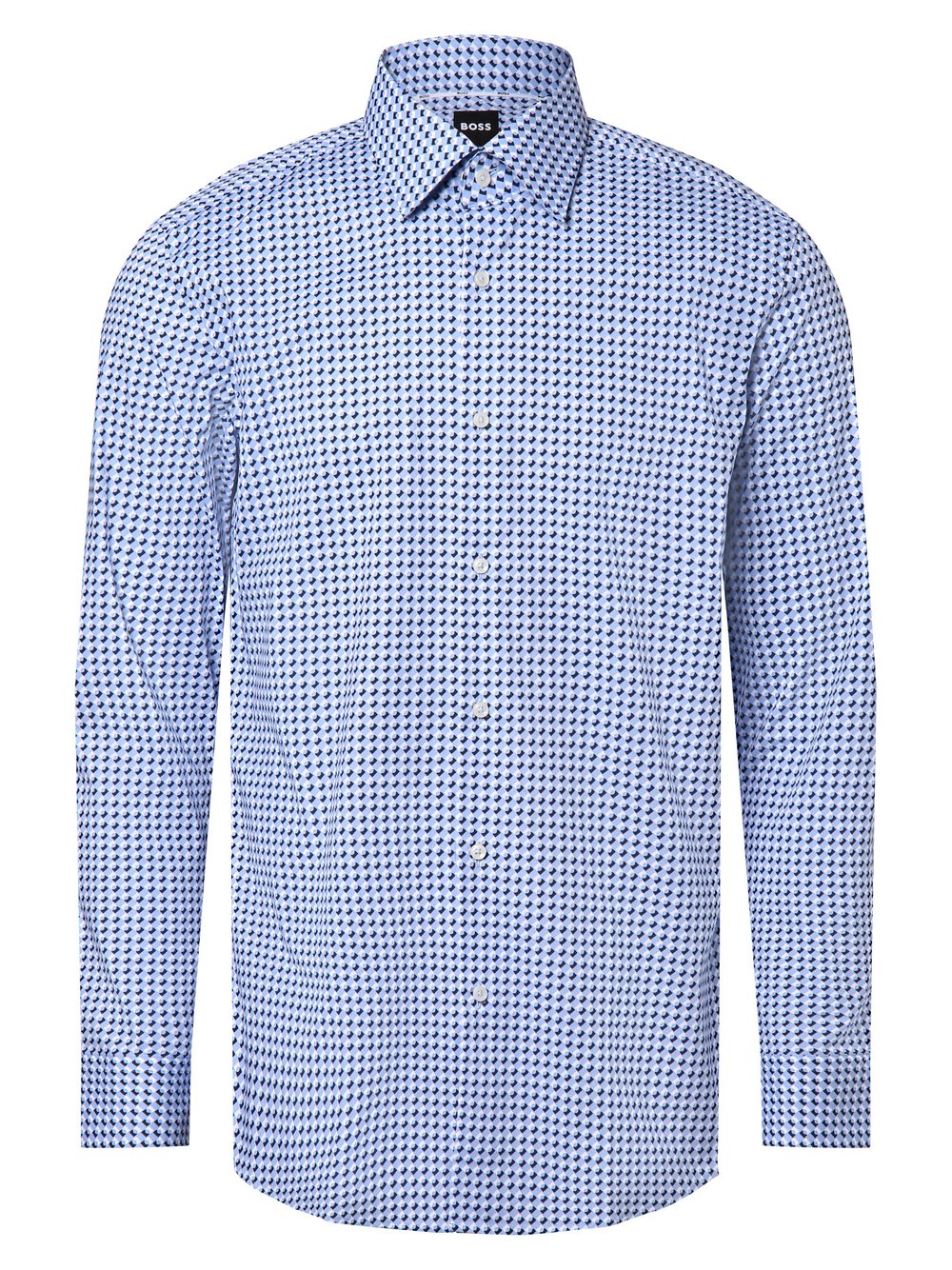 BOSS Koszula męska - Hank Mężczyźni Slim Fit Bawełna niebieski wzorzysty, 38