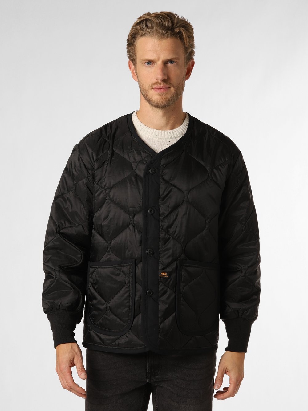 Alpha Industries Męska kurtka pikowana Mężczyźni czarny jednolity, S