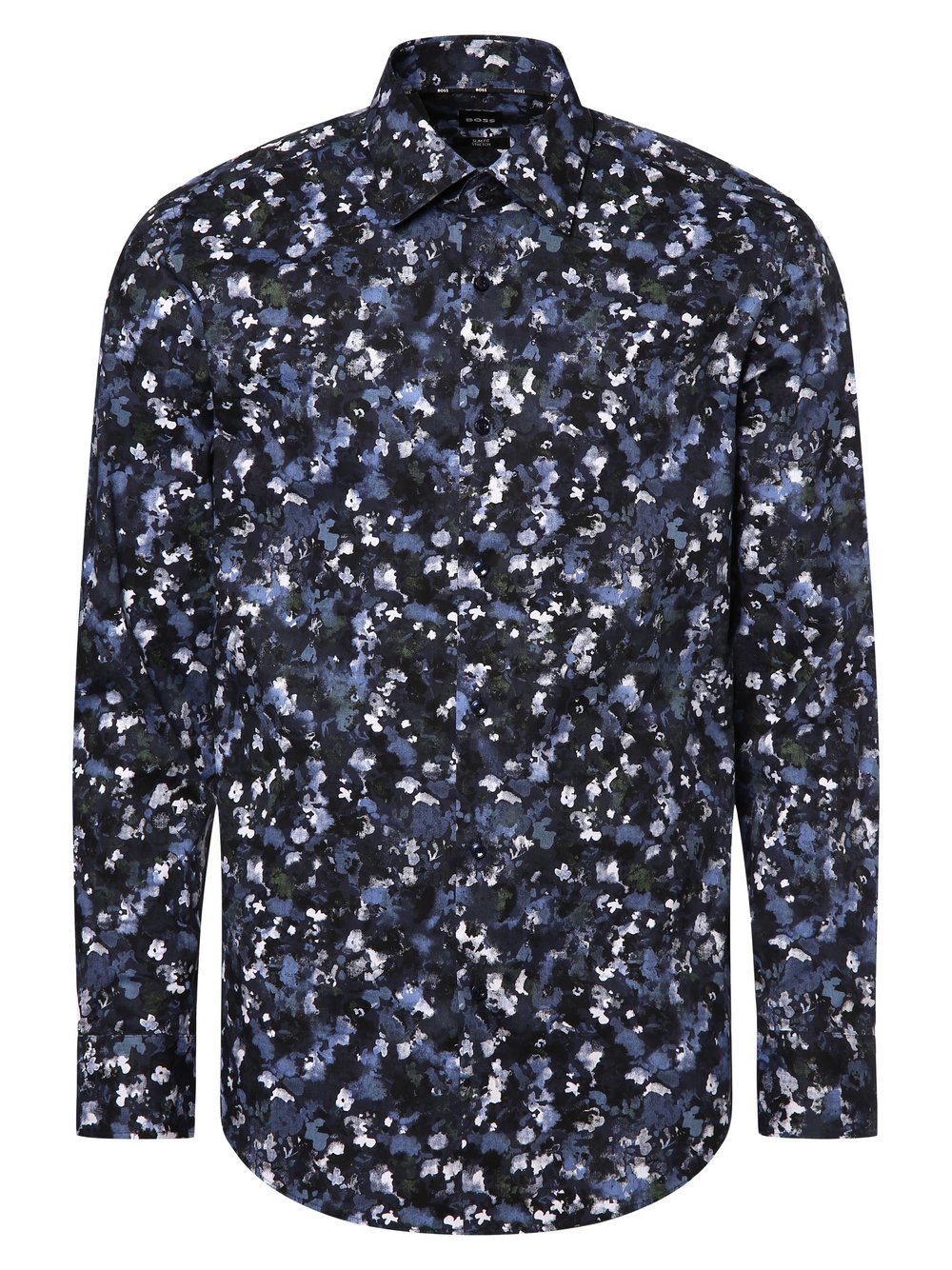 BOSS Koszula męska - H-HANK-kent-C1-214 Mężczyźni Slim Fit Stretch niebieski wzorzysty, 38