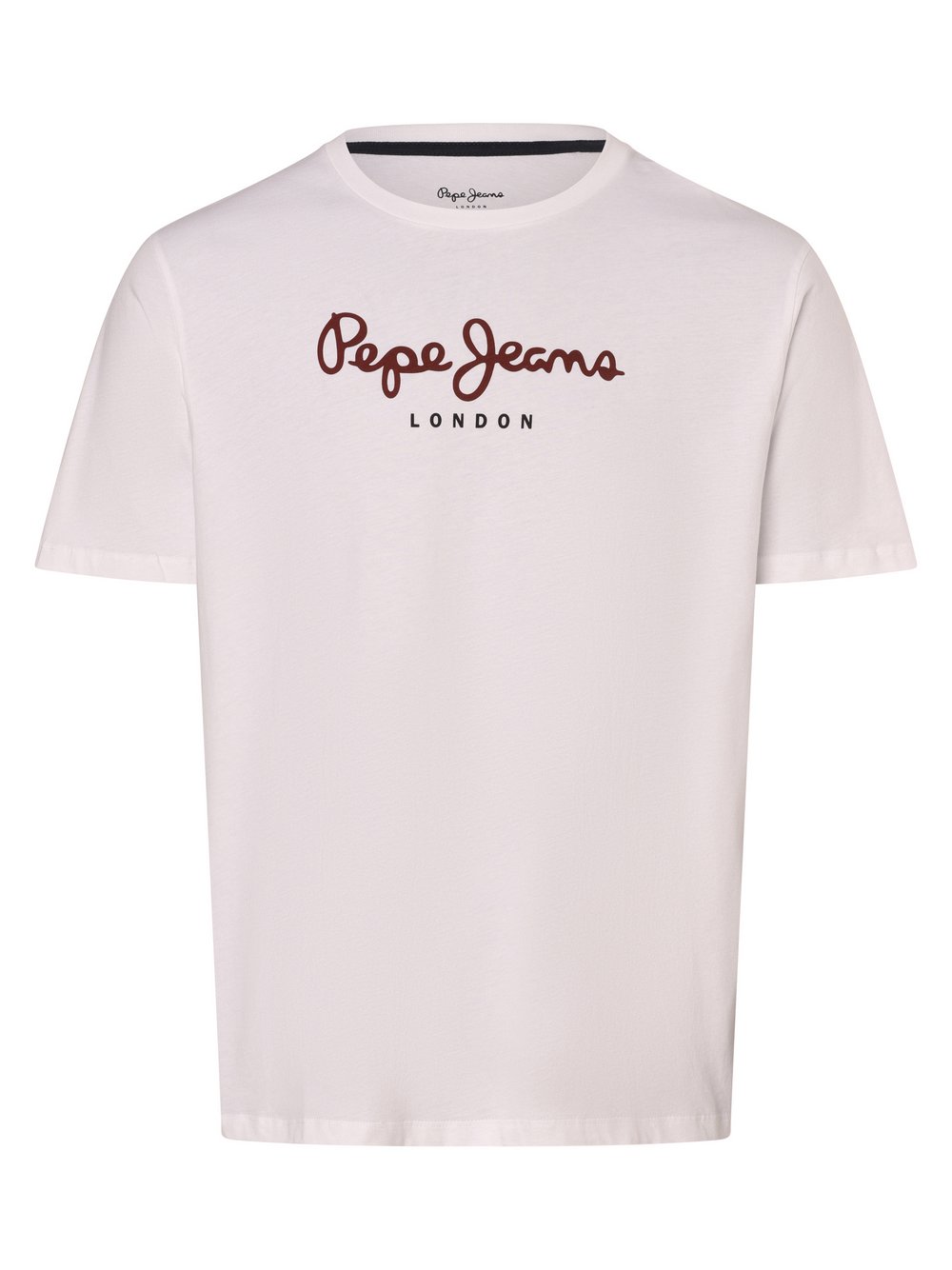 Pepe Jeans Koszulka męska - Eggo N Mężczyźni Bawełna biały nadruk, S