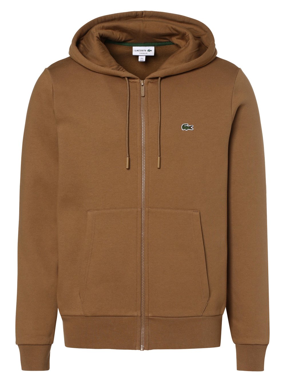 Lacoste Męska kurtka z kapturem Mężczyźni Bawełna brązowy jednolity, 4