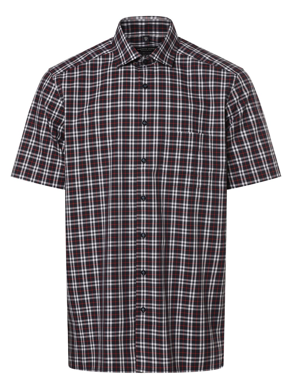 Andrew James Koszula męska - non-iron Mężczyźni Regular Fit Bawełna niebieski|czerwony|biały w kratkę, 39