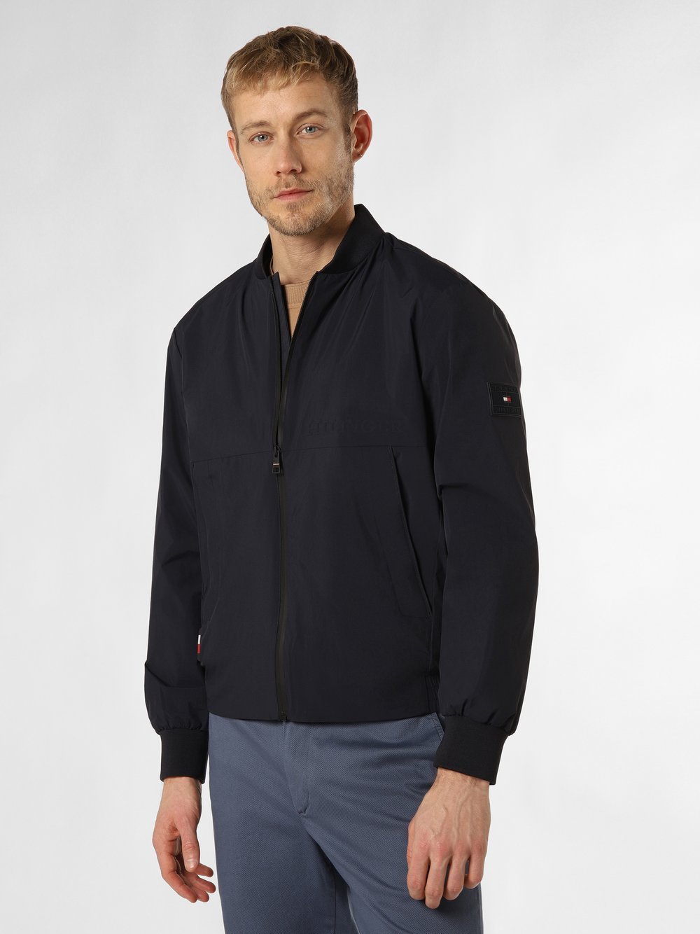 Tommy Hilfiger Kurtka męska Mężczyźni Sztuczne włókno niebieski jednolity, S