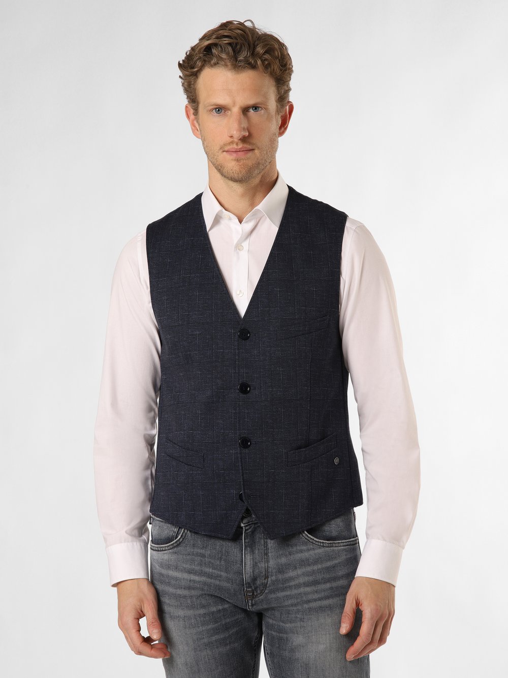 CG - CLUB of GENTS Kamizelka męska Mężczyźni Slim Fit niebieski jednolity, 46