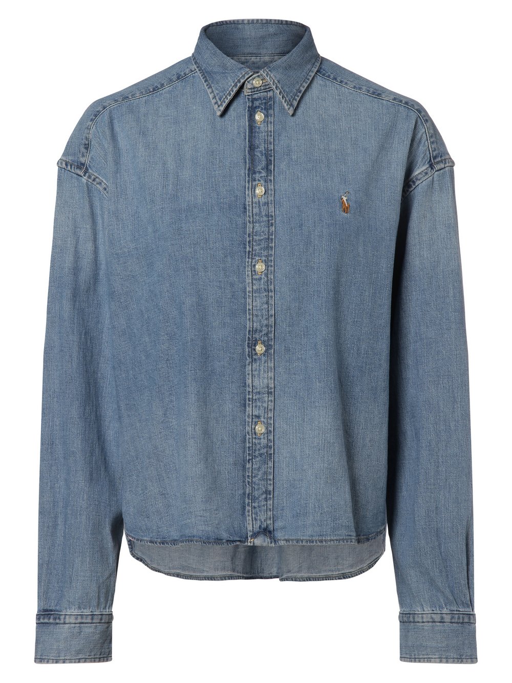 Polo Ralph Lauren Damska koszula jeansowa Kobiety Bawełna niebieski jednolity, S