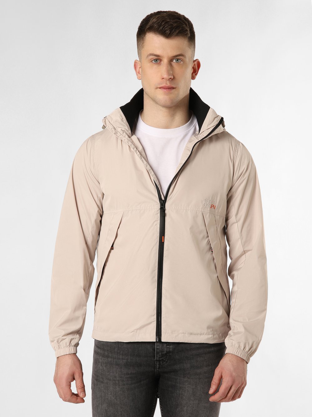 Superdry Kurtka męska Mężczyźni Sztuczne włókno beżowy|szary jednolity, S