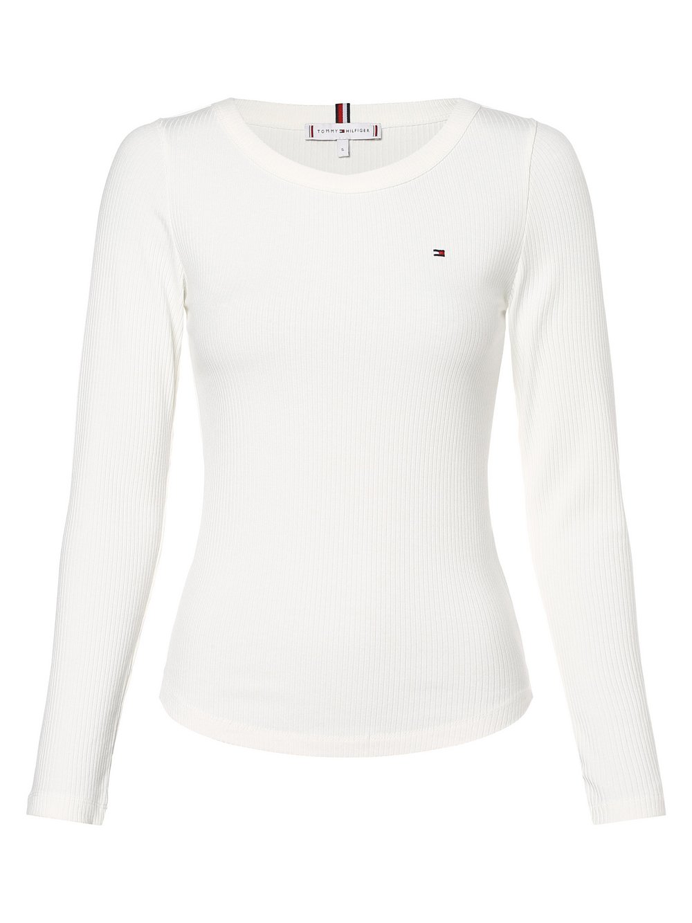 Tommy Hilfiger Damska koszulka z długim rękawem Kobiety wiskoza biały jednolity, S