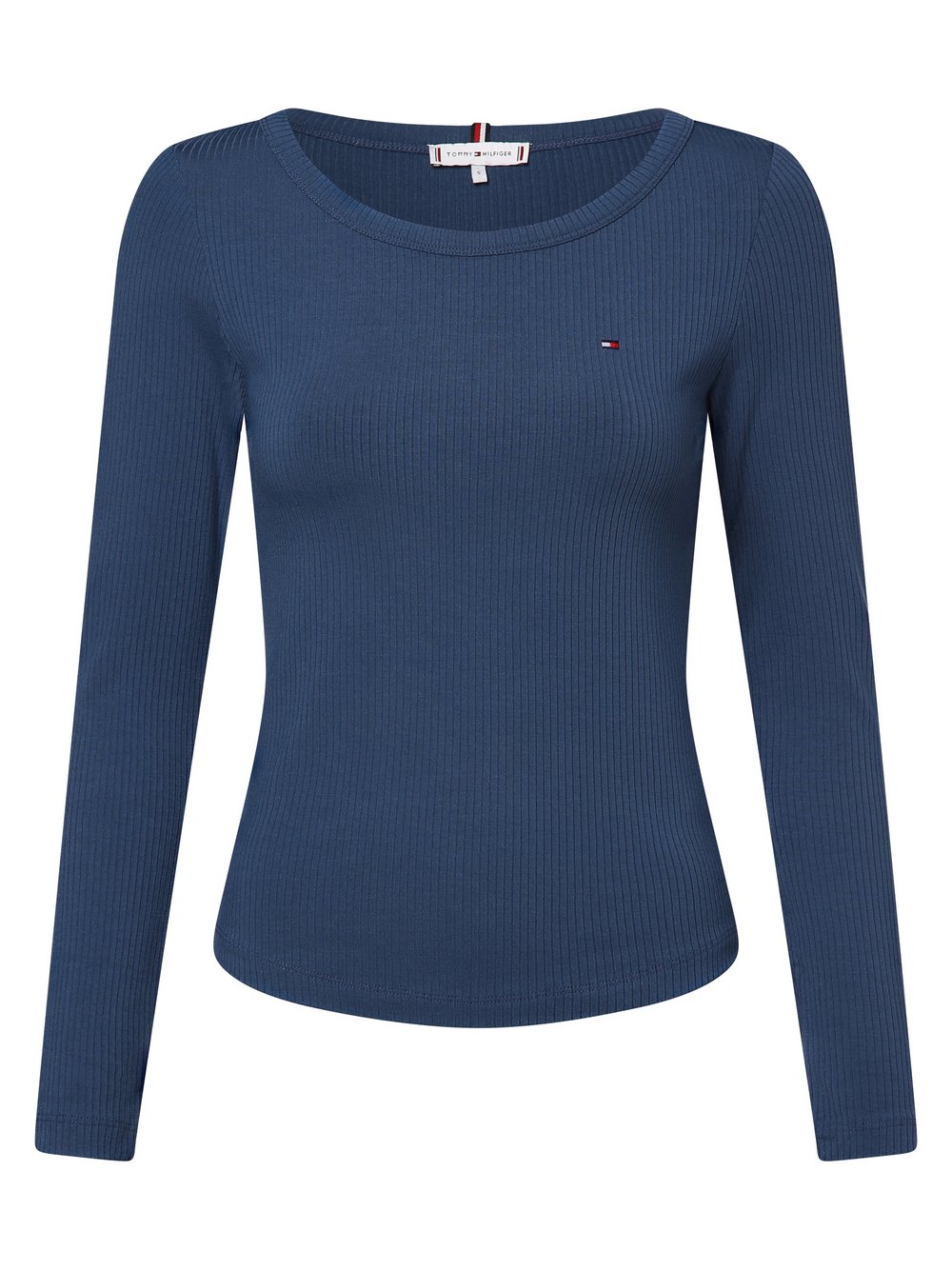 Tommy Hilfiger Damska koszulka z długim rękawem Kobiety wiskoza niebieski jednolity, S