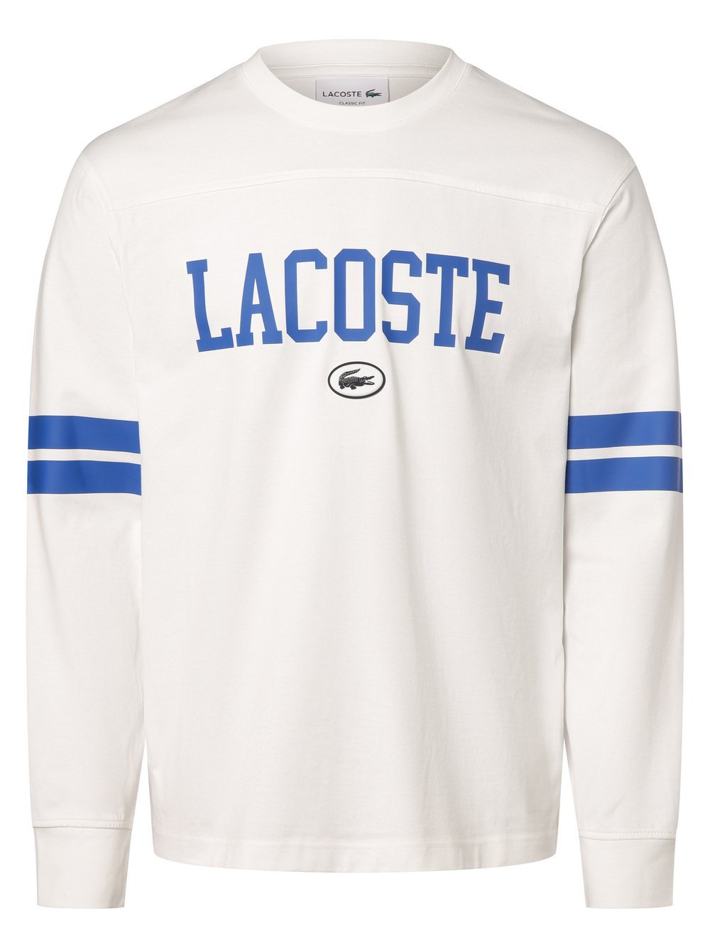 Lacoste Męska koszula z długim rękawem Mężczyźni Bawełna biały nadruk, 4