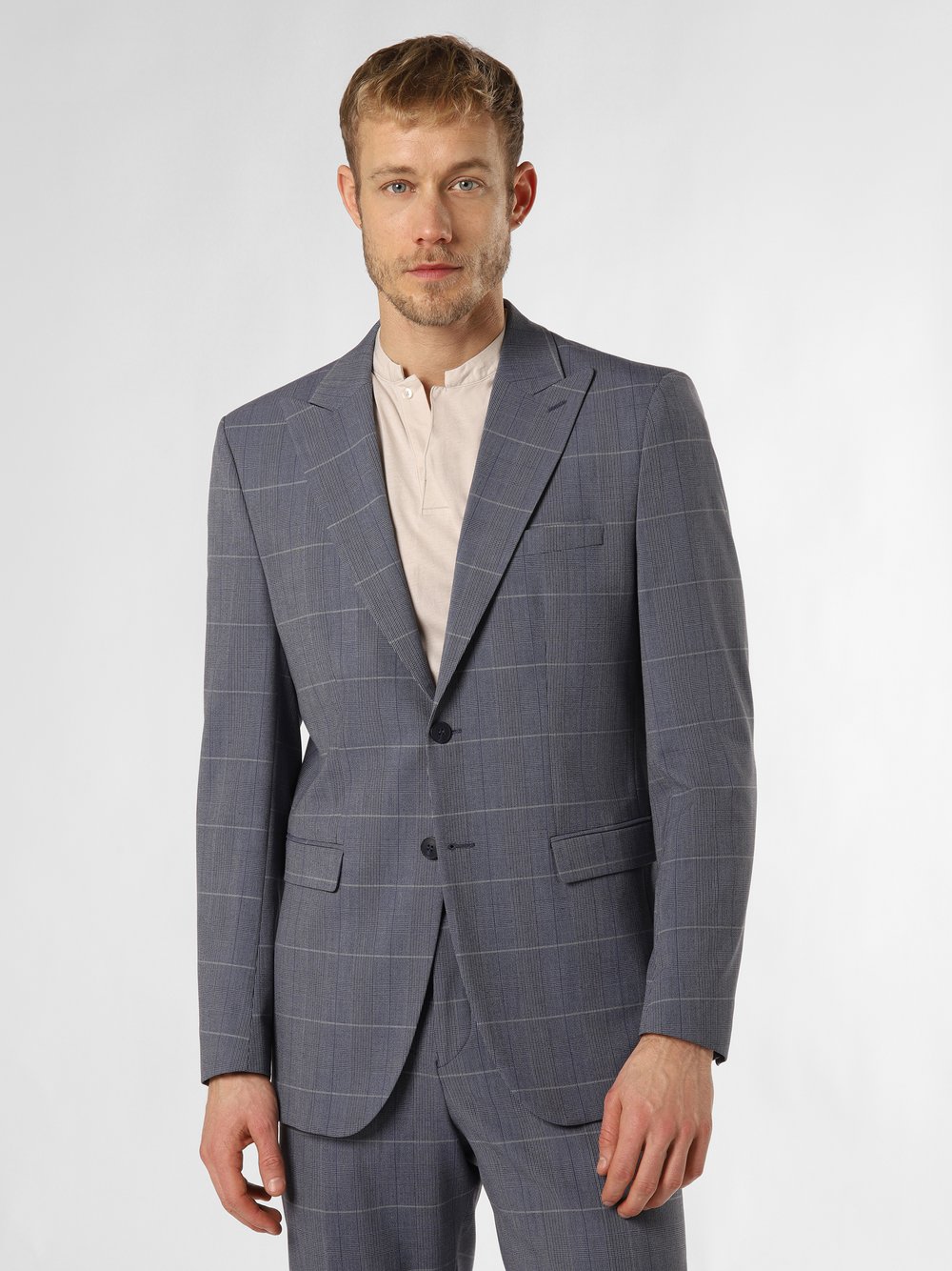 Selected Męska kurtka modułowa - SLHSlim-Liam Mężczyźni Slim Fit szary|niebieski w kratkę, 44