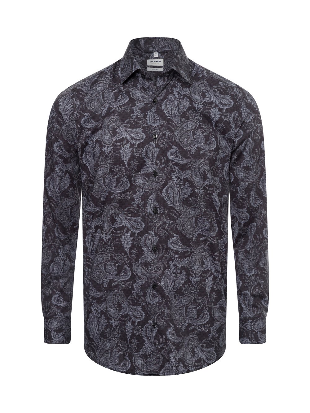 Olymp Level Five Koszula męska Mężczyźni Slim Fit Bawełna czarny wzorzysty, 38