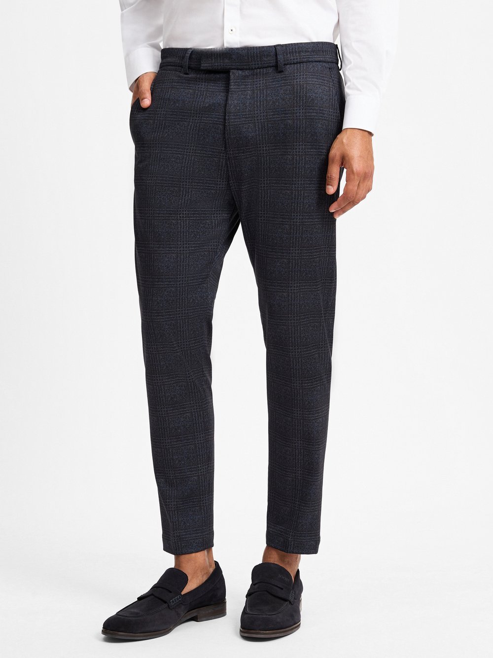 Cinque Spodnie - CIBeppe Mężczyźni Slim Fit Sztuczne włókno niebieski w kratkę, 46