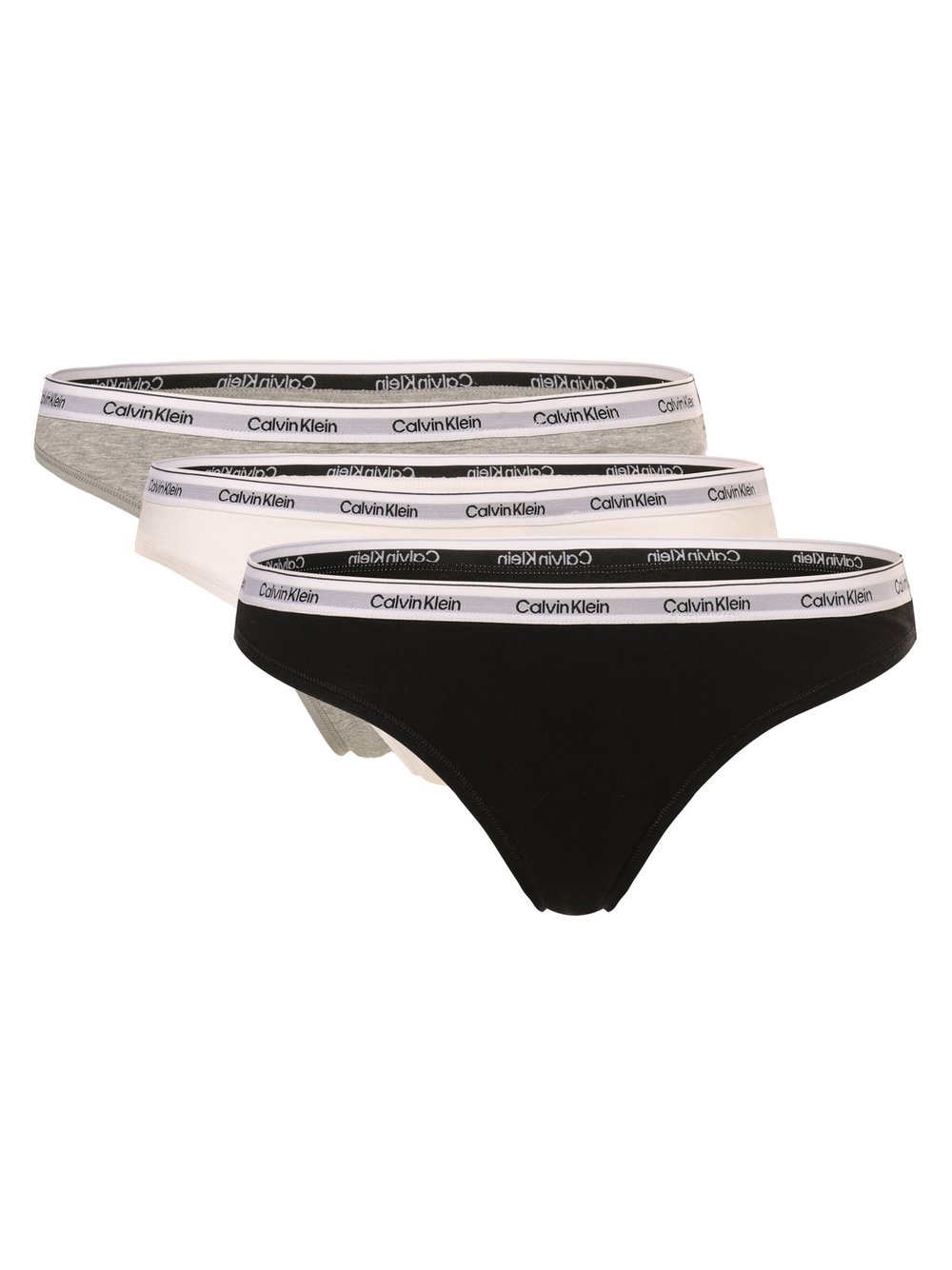 Calvin Klein Stringi w 3-paku Kobiety Bawełna czarny|szary|biały jednolity, M