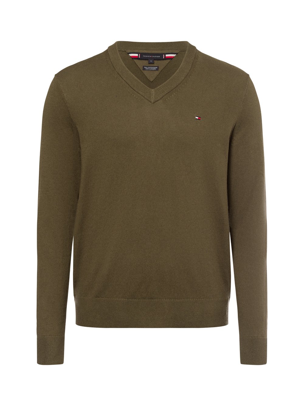 Tommy Hilfiger Sweter z dodatkiem kaszmiru Mężczyźni Bawełna zielony jednolity, S