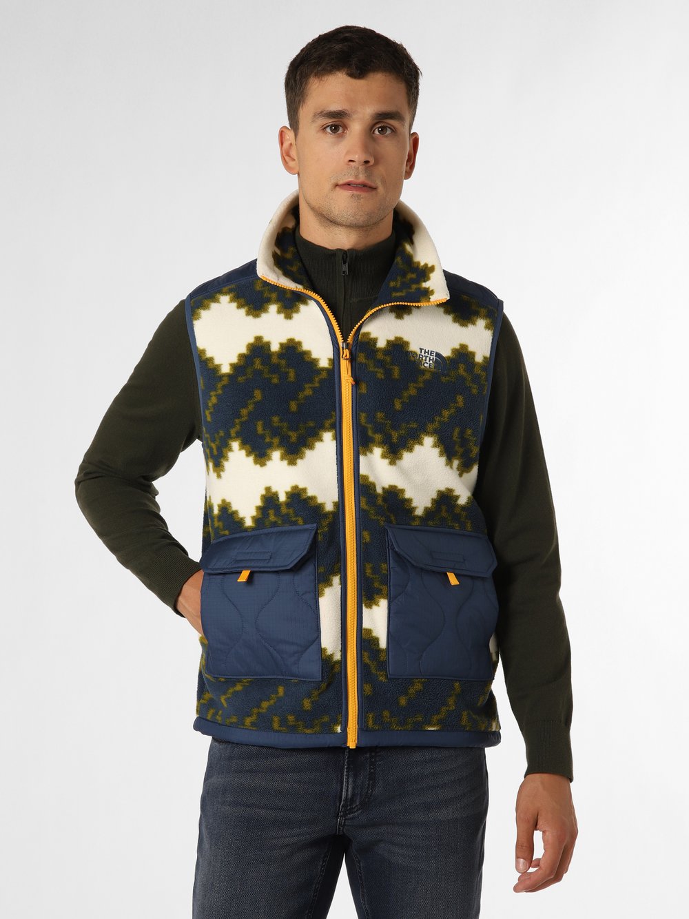 The North Face Męska kamizelka z polaru Mężczyźni niebieski|biały wzorzysty, S