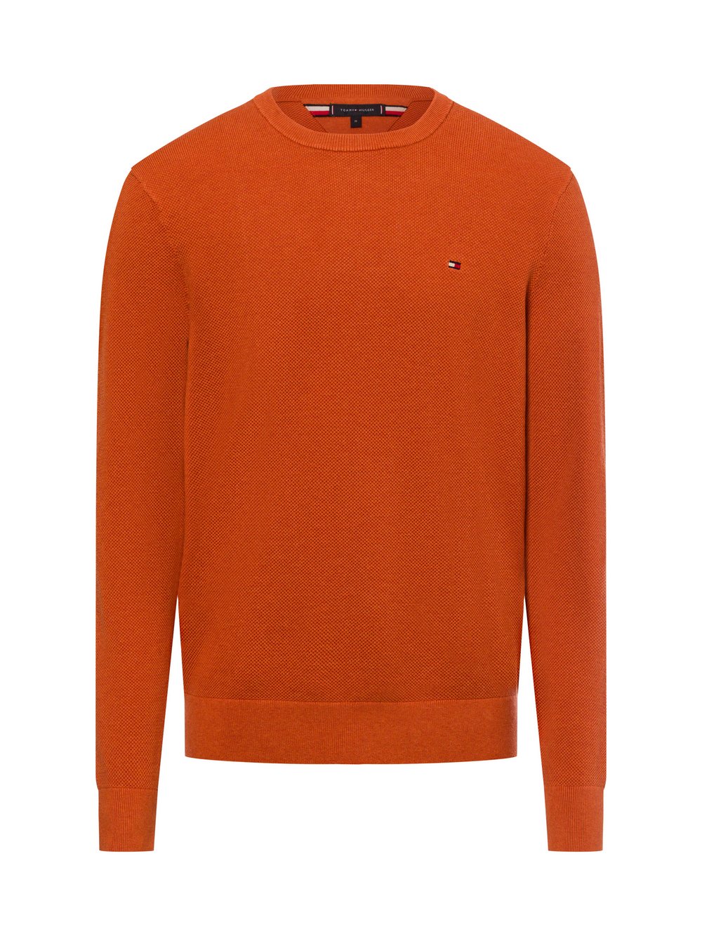 Tommy Hilfiger Męski sweter Mężczyźni Bawełna pomarańczowy jednolity, S