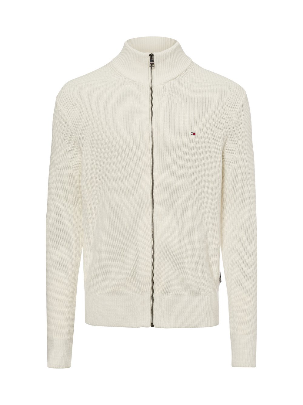 Tommy Hilfiger Męski kardigan Mężczyźni Bawełna biały jednolity, M