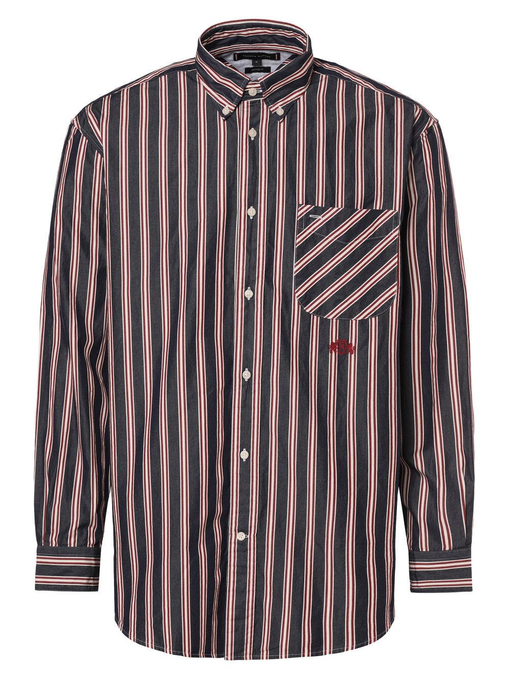 Tommy Hilfiger Koszula męska - Łatwe prasowanie Mężczyźni Slim Fit Bawełna niebieski|biały w paski, L