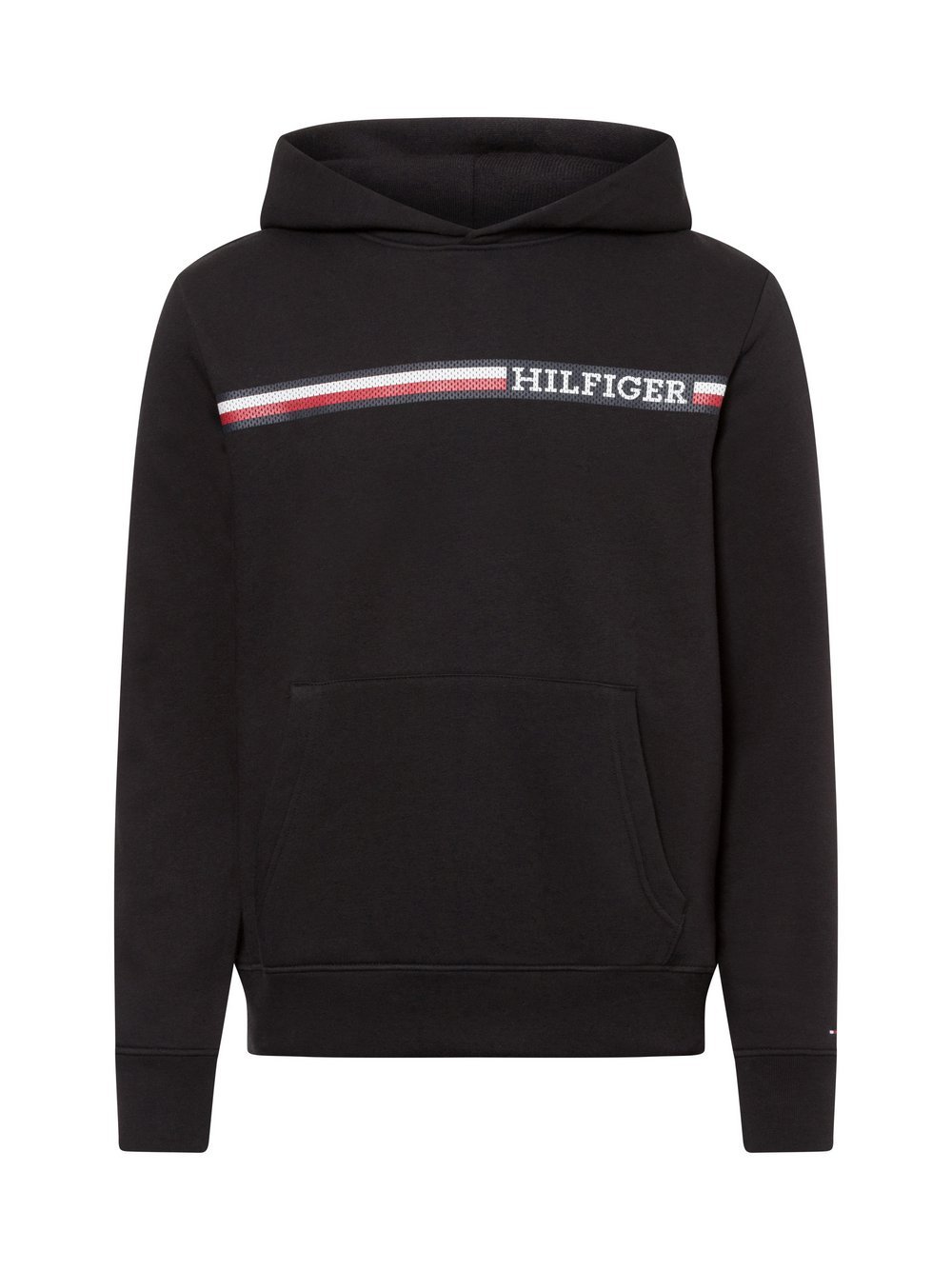 Tommy Hilfiger Męski sweter z kapturem Mężczyźni Bawełna czarny nadruk, S