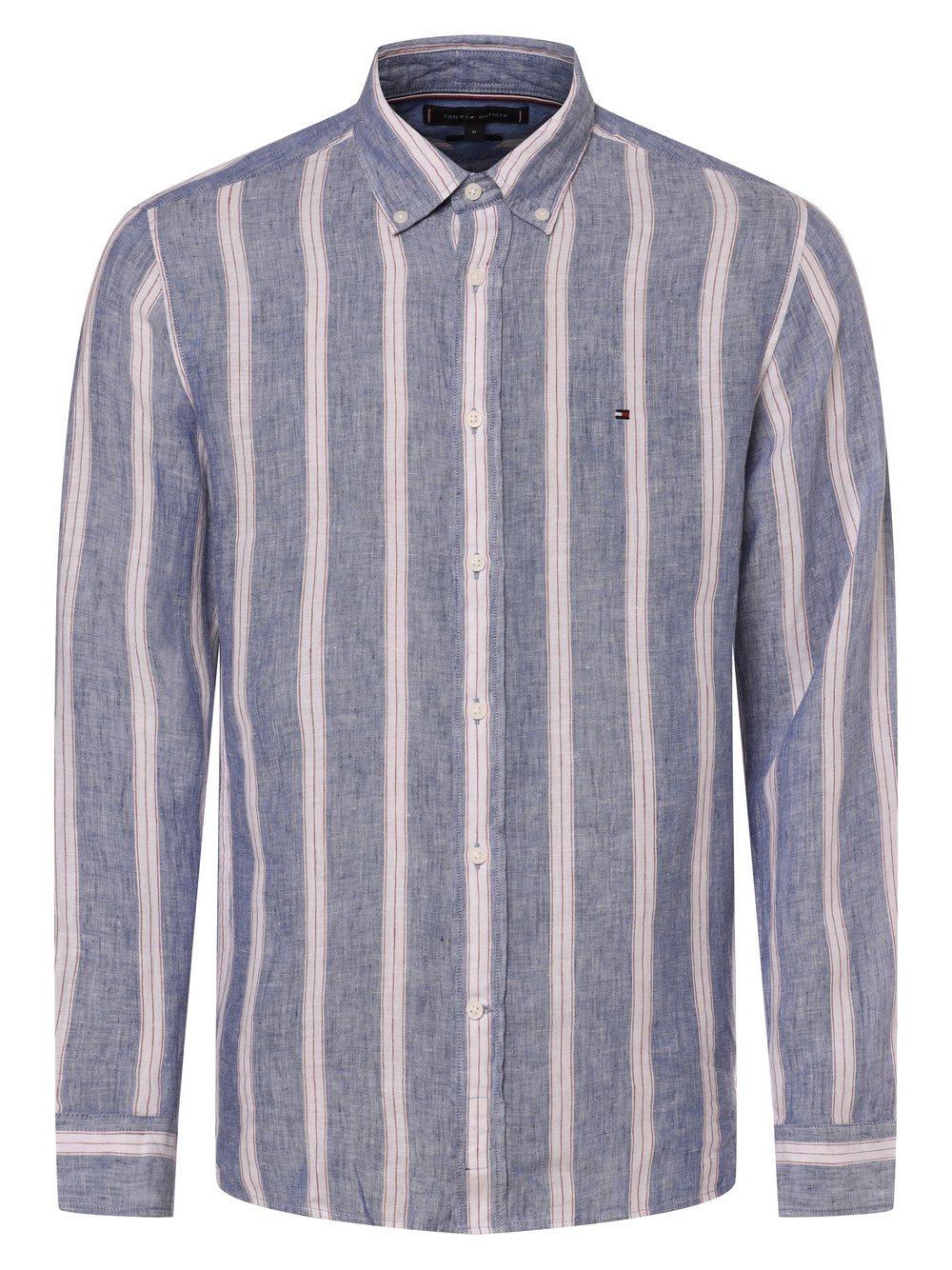 Tommy Hilfiger Męska koszula lniana Mężczyźni Regular Fit len niebieski w paski, M