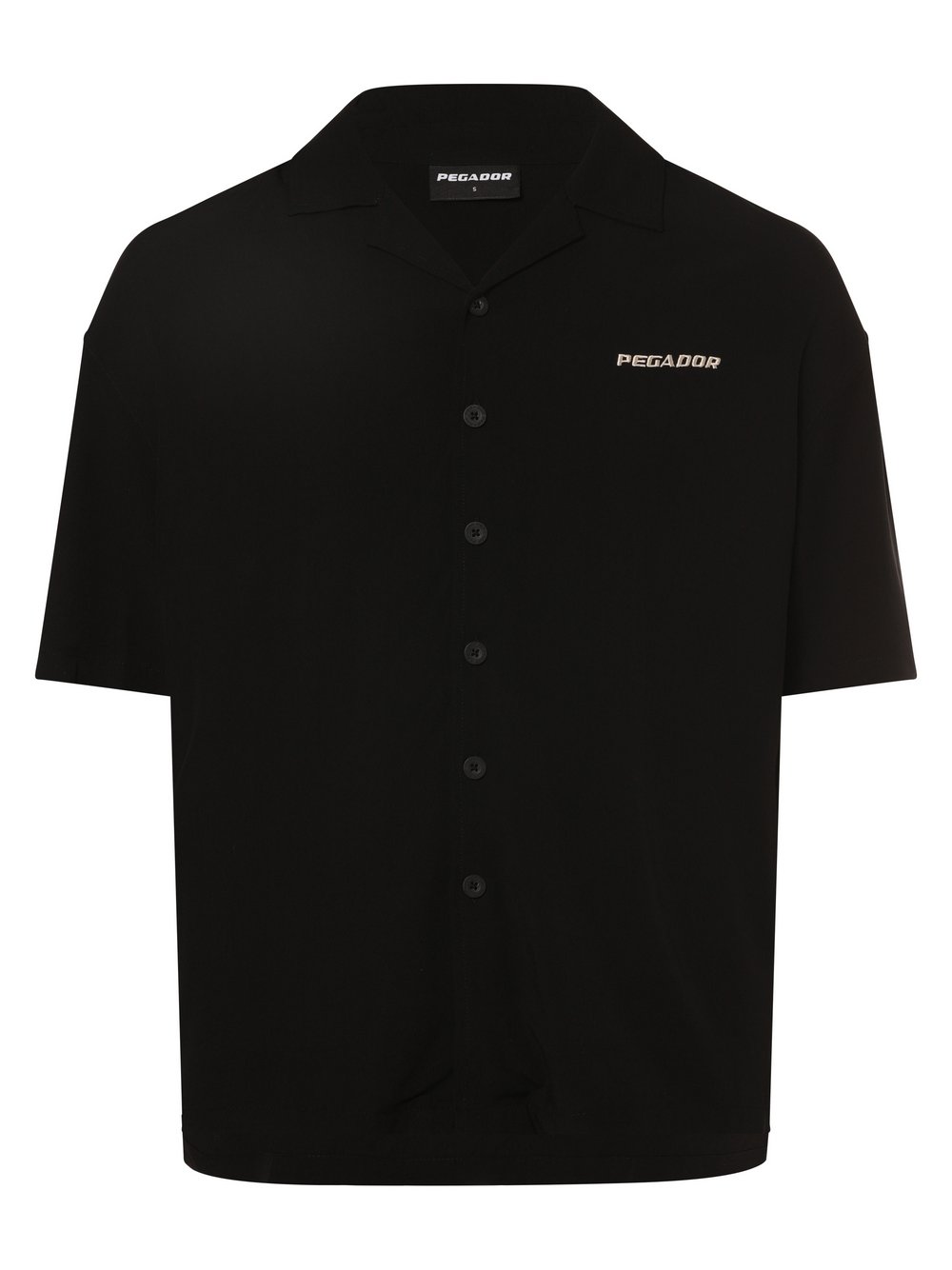 PEGADOR Koszula męska Mężczyźni Modern Fit wiskoza czarny jednolity, S