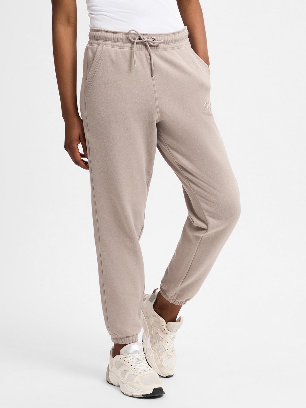 DKNY Sport Damskie spodnie do biegania Kobiety beżowy jednolity, S